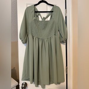 Nasty Gal Sage Green Flowy Rouched Dress